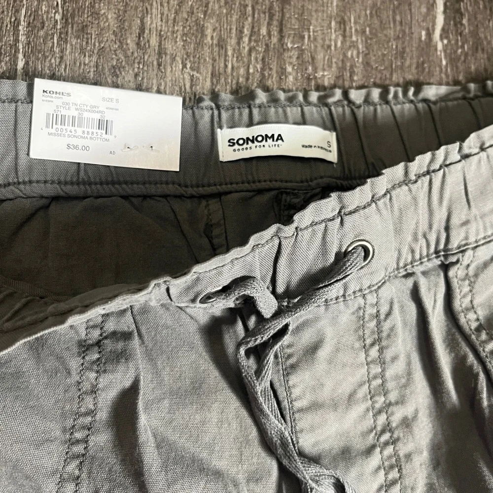 Sonoma Gray Capri Pants Women's Size S Drawstring High Rise Casual Bottoms - Picture 4 of 8